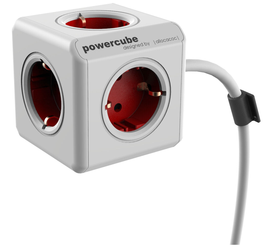 allocacoc PowerCube Extended 3 m incl. 3 m Cable red Type F