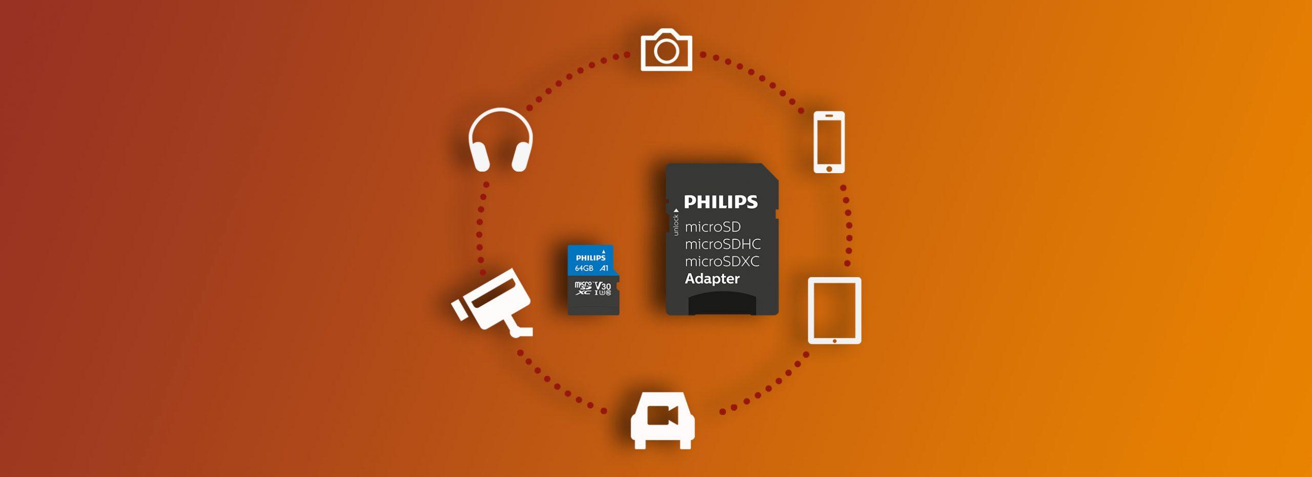 Atminties kortelė „Philips Micro SDHC“ kortelė 32 GB, 10 klasės UHS-I U3, įsk. Adapteriai
