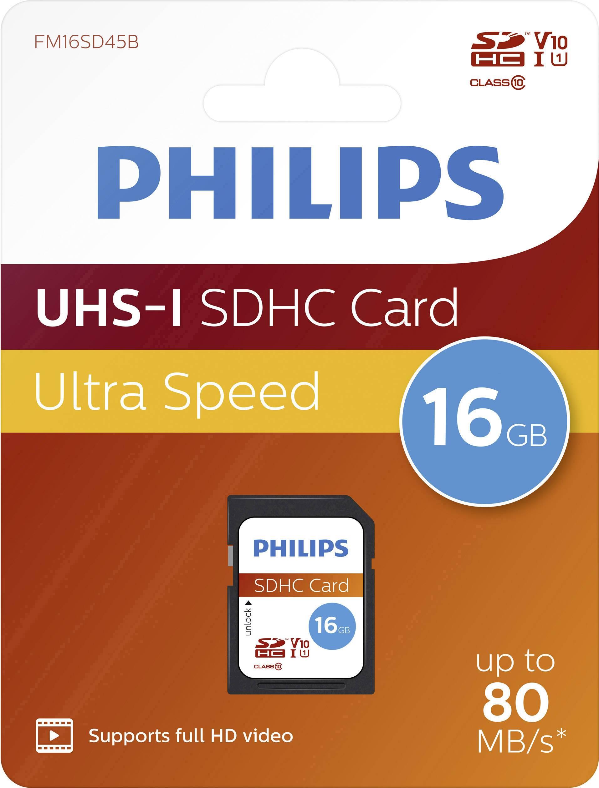 Atminties kortelė „Philips“ SDHC kortelė 16 GB, 10 klasės UHS-I U1