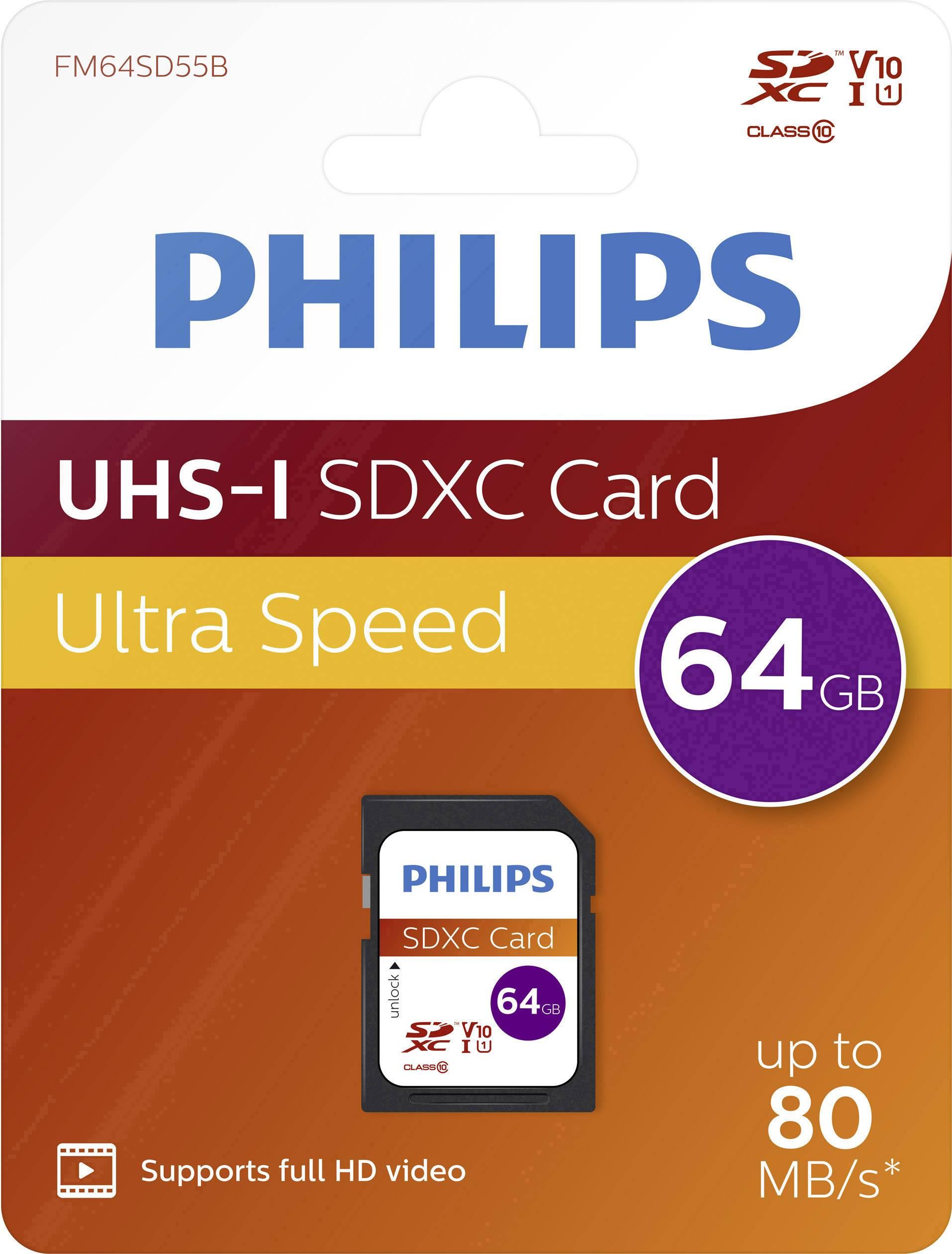 Atminties kortelė „Philips“ SDXC kortelė 64 GB, 10 klasės UHS-I U1