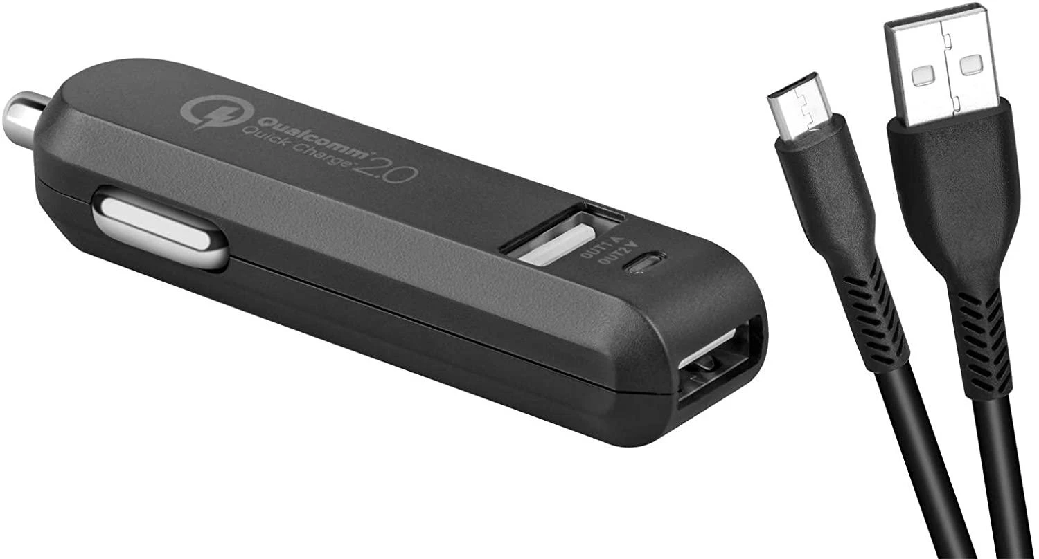 AVACOM CARMAX 2 AUTOMOBILINIS KROVIMAS 2X QUALCOMM QUICK CHARGE 2.0, Juodas (USB-C KABELIS)