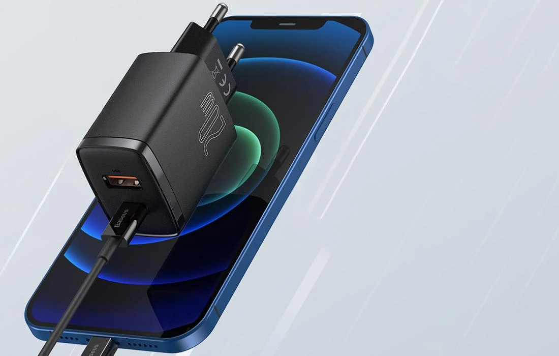 Baseus Kompaktiškas sieninis greitasis įkroviklis USB-C 20W, Juodos spalvos (CCXJ-B01)