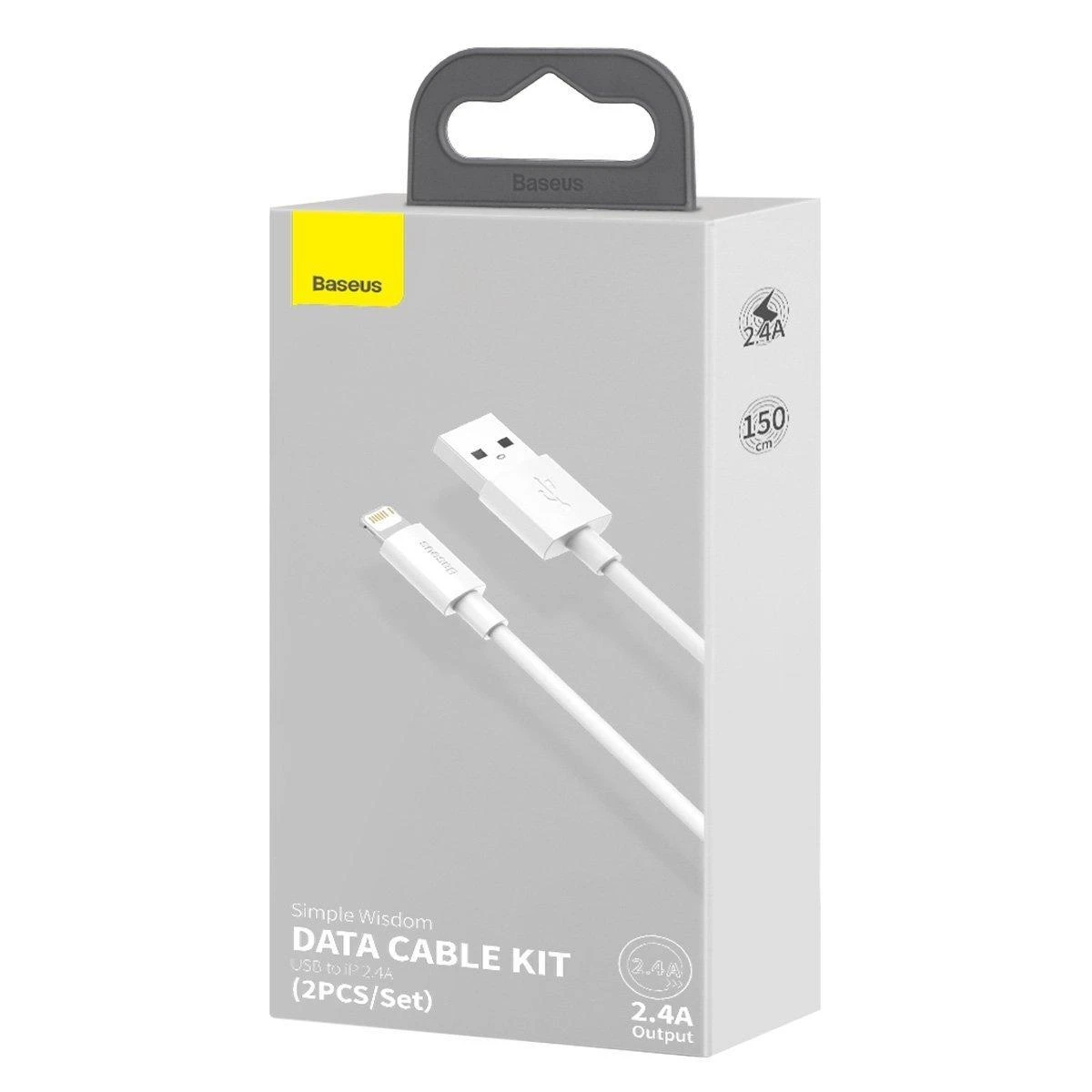 Baseus laidų rinkinys (USB - „Lightning“ 2 vnt.). greitas įkrovimas 1,5 m (Baltas)