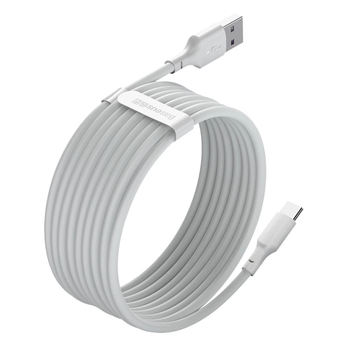 USB kabelių rinkinys Baseus Simple Wisdom Data Cable Kit USB to Type-C 5A (2PCS/Set) 1.5m baltas TZCATZJ-02