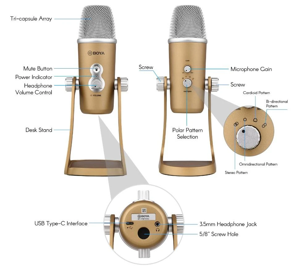 Boya BY-PM700G USB mikrofonas