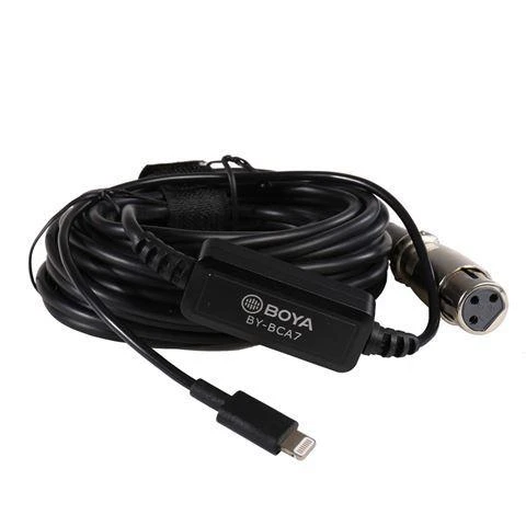 Boya BY-BCA7 adapterio laidas su XLR ir Lightning jungtimis
