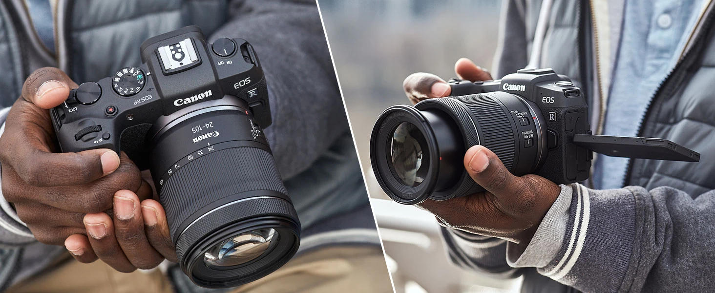 Objektyvas Canon EOS RP + RF 24-105mm F4-7.1 IS STM MILC 26,2 MP CMOS 6240 x 4160 pikseliai Juoda aprašymas - Prekės nuotrauka