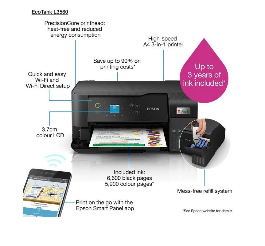 Spausdintuvas Epson EcoTank L3560 aprašymas - Prekės nuotrauka