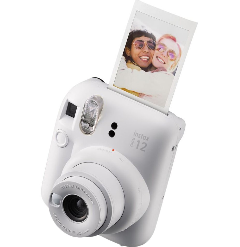 Fujifilm Momentinis fotoaparatas instax mini 12 CLAY Baltas+instax mini glossy (10pl)+originalus dėklas aprašymas - Prekės nuotrauka