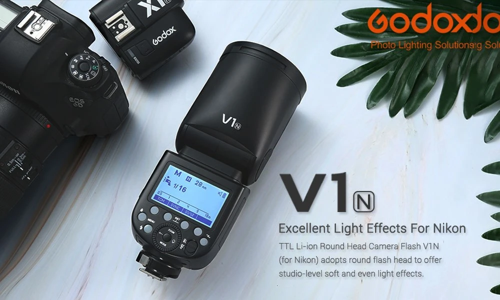 Godox V1 apvalios galvos blykstė Nikon aprašymas - Prekės nuotrauka