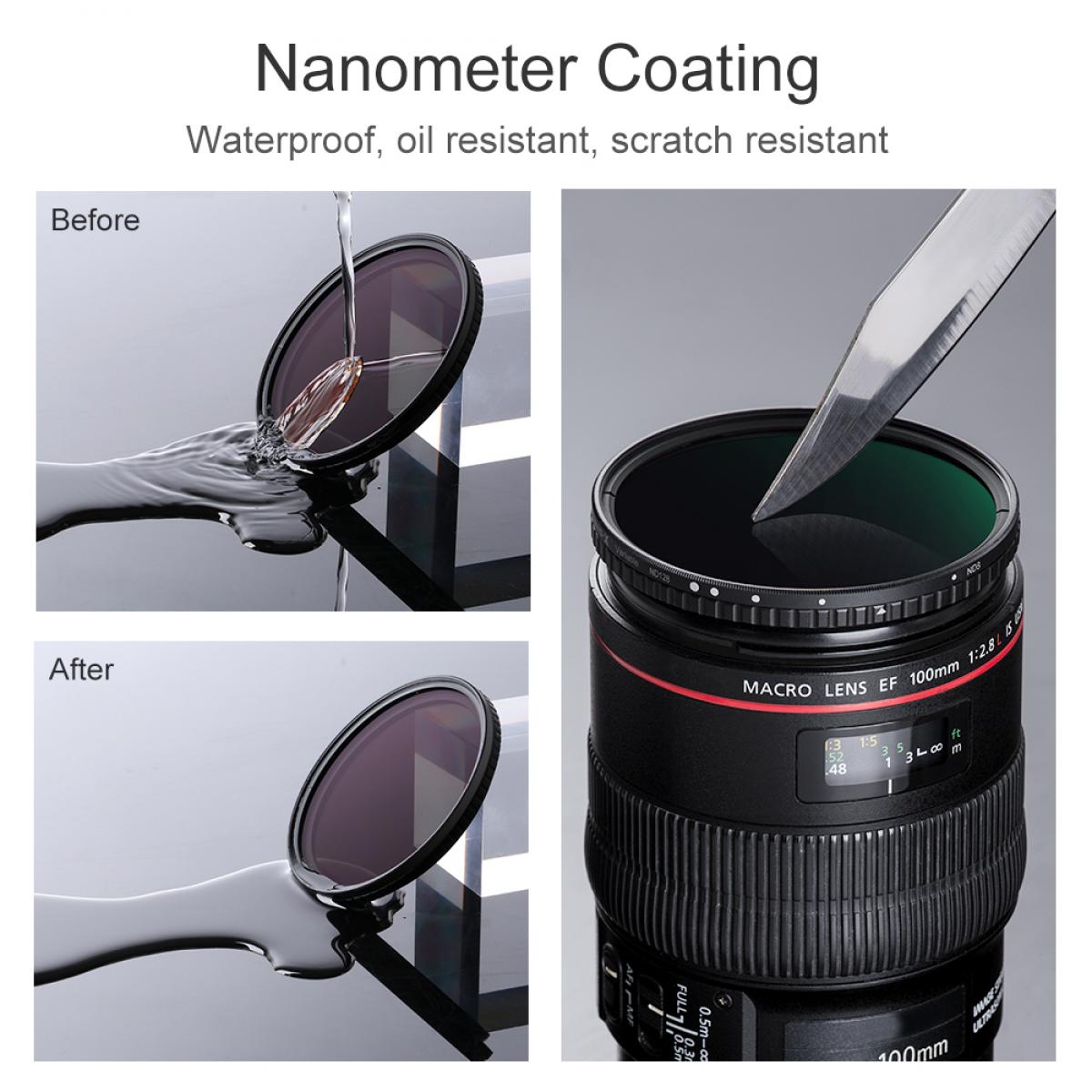 Kf Concept K&F Concept 77mm Nano-X Variable/Fader ND Filter, ND8-ND128 aprašymas - Prekės nuotrauka