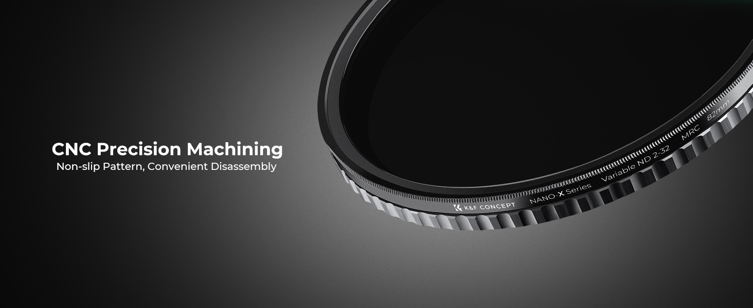 Kf Concept K&F Concept K&F 105MM Nano-X Variable/Fader ND Filter, ND2~ND32, W/O Juodas Cross with 3pcs cleaning cloths aprašymas - Prekės nuotrauka