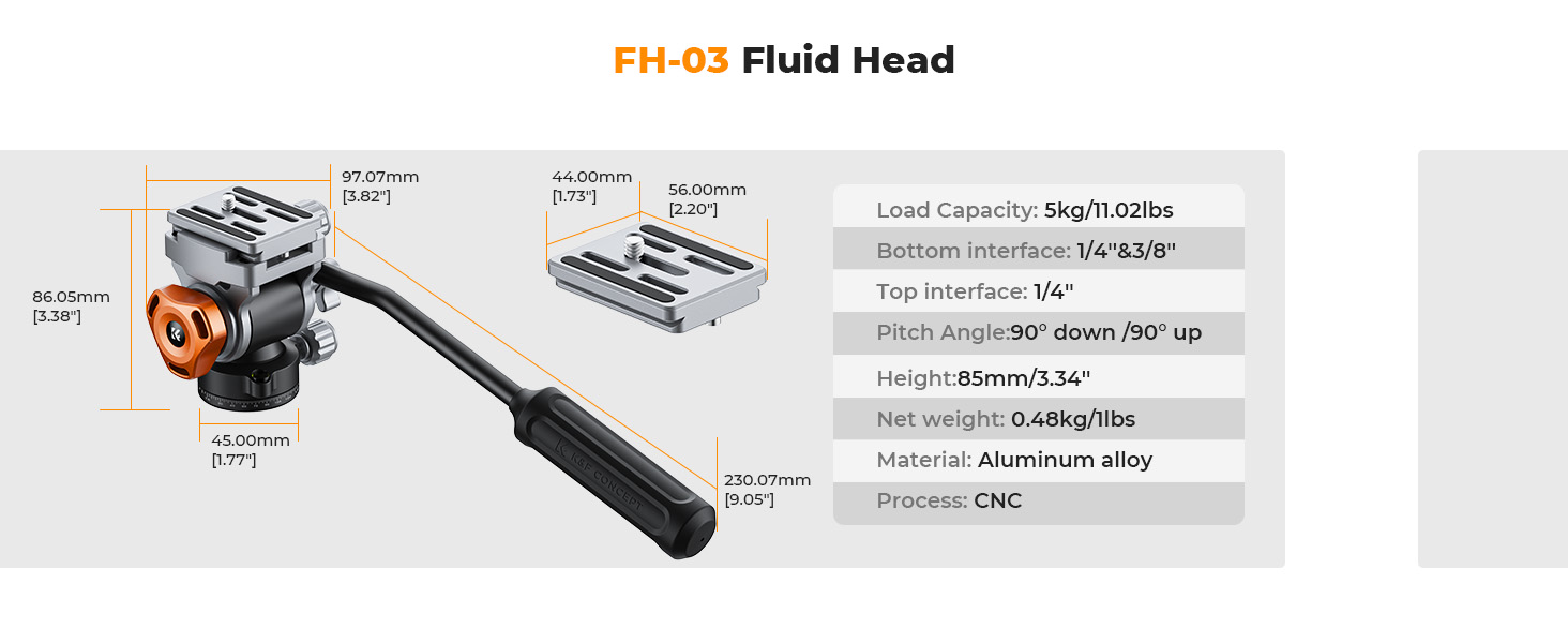 Kf Concept K&F Concept K&F Tripod Ball Head FH-03 with Handle aprašymas - Prekės nuotrauka