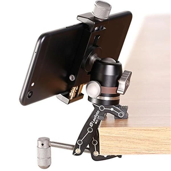 Leofoto Pocket Clamp MC-30 + Kit incl. Mini Ballhead MBH-19 + Išmanusis telefonas Holder PC-90 aprašymas - Prekės nuotrauka