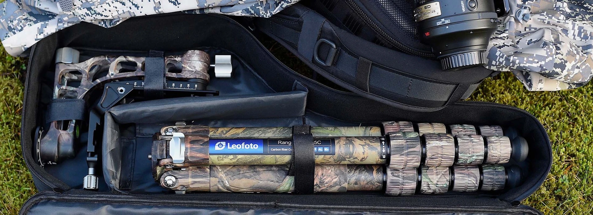 Leofoto Ranger LS-365C + PG-1 Gimbal galvos rinkinys (Full Camo) aprašymas - Prekės nuotrauka