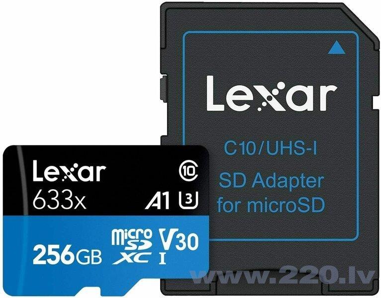 Atminties kortelė Lexar | Didelio našumo 633x | UHS-I | 256 GB | micro SDXC aprašymas - Prekės nuotrauka
