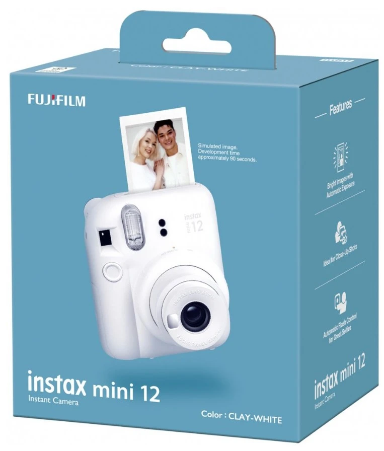 Fujifilm Momentinis fotoaparatas instax mini 12 CLAY Baltas aprašymas - Prekės nuotrauka