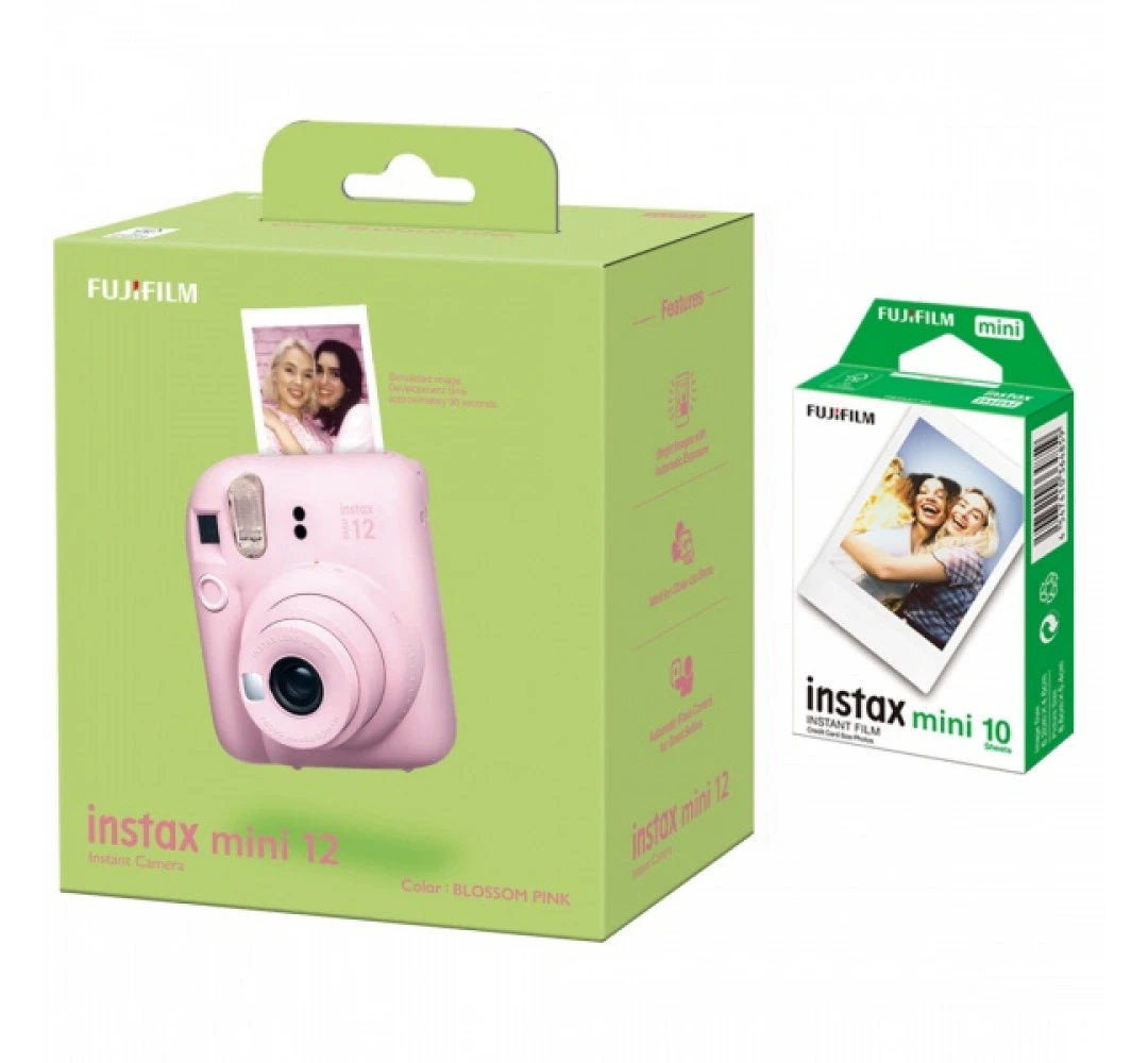 Fujifilm Momentinis fotoaparatas instax mini 12 BLOSSOM Rožinis+instax mini glossy (10pl) aprašymas - Prekės nuotrauka