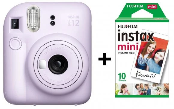 Fujifilm Momentinis fotoaparatas instax mini 12 LILAC PURPLE+instax mini glossy (10pl) aprašymas - Prekės nuotrauka