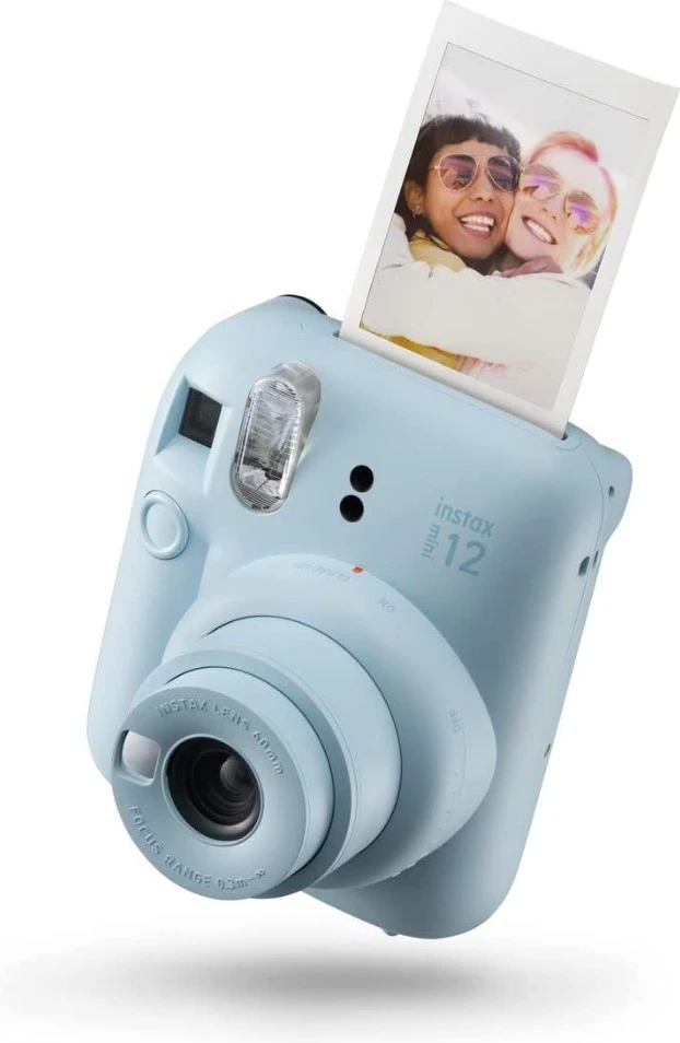 Fujifilm Momentinis fotoaparatas instax mini 12 PASTEL Mėlynas+instax mini glossy (10pl)+originalus dėklas aprašymas - Prekės nuotrauka