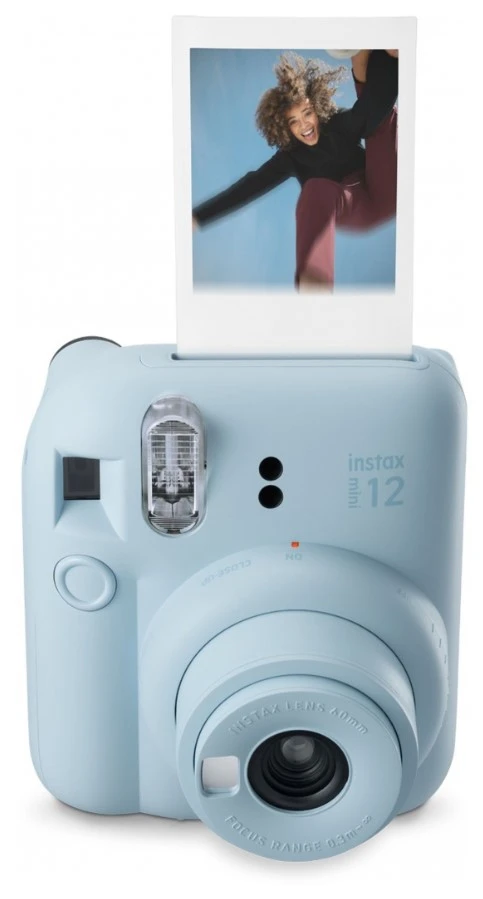 Fujifilm Momentinis fotoaparatas instax mini 12 PASTEL Mėlynas+instax mini glossy (10pl)+originalus dėklas aprašymas - Prekės nuotrauka