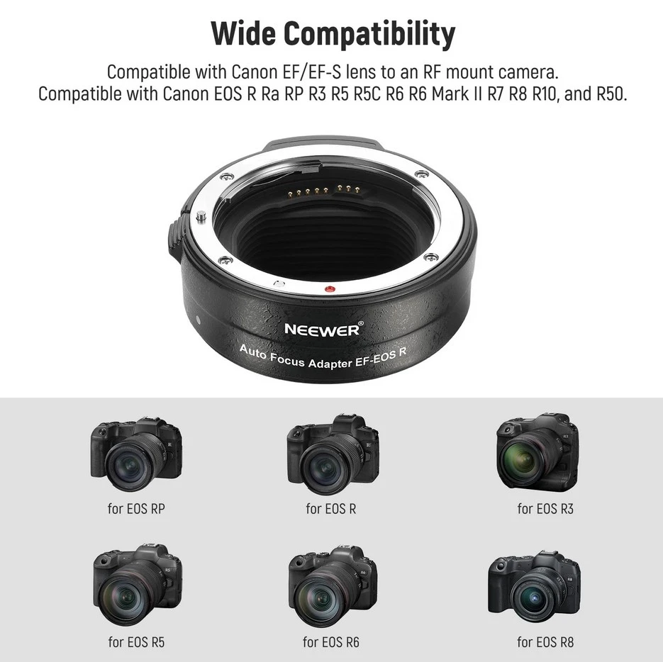 NEEWER EF- EOS R AF LENS MOUNT ADAPTER aprašymas - Prekės nuotrauka