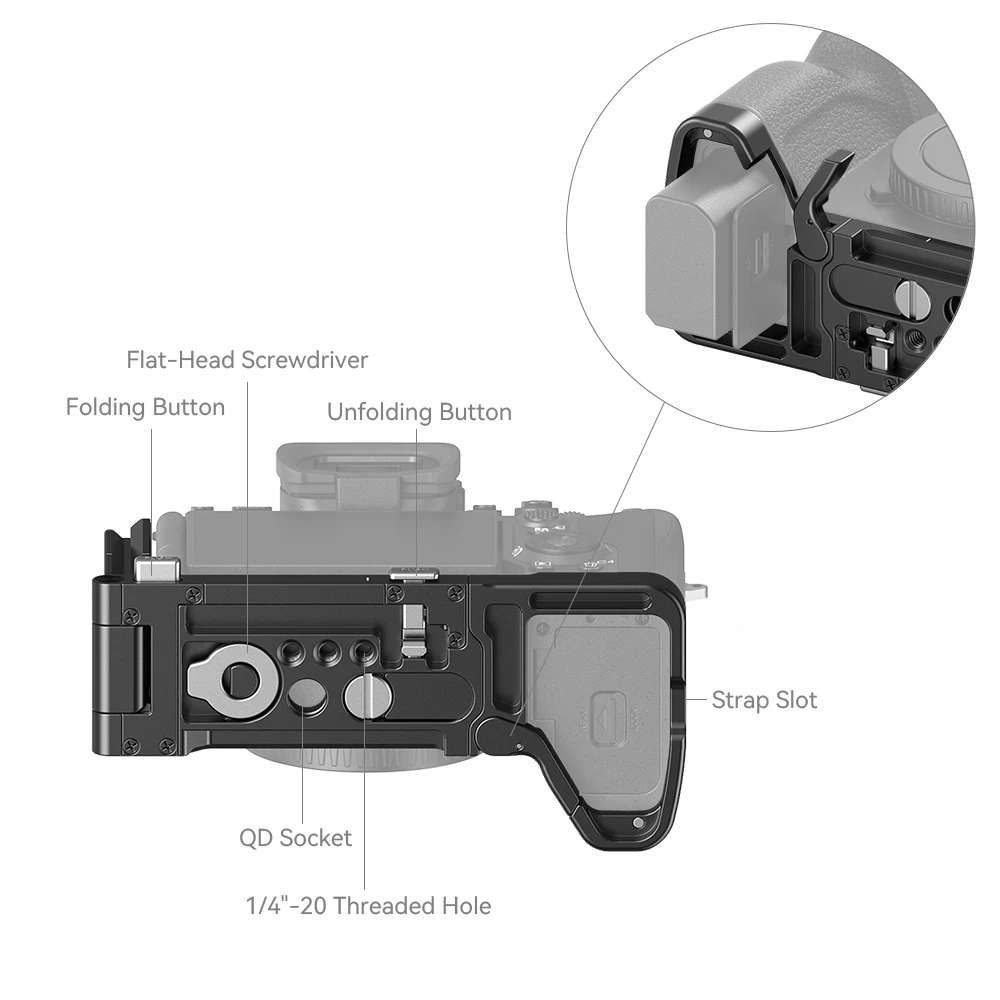 SMALLRIG 3984 FOLDABLE L-SHAPE MOUNT PLATE FOR SONY A7R V / A7 IV / A7S III aprašymas - Prekės nuotrauka