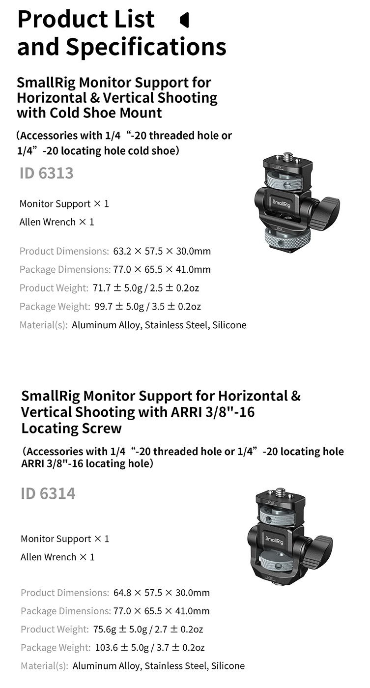 SmallRig 6317 Magic Arm Support with 1/4"-20 Locating Screw aprašymas - Prekės nuotrauka