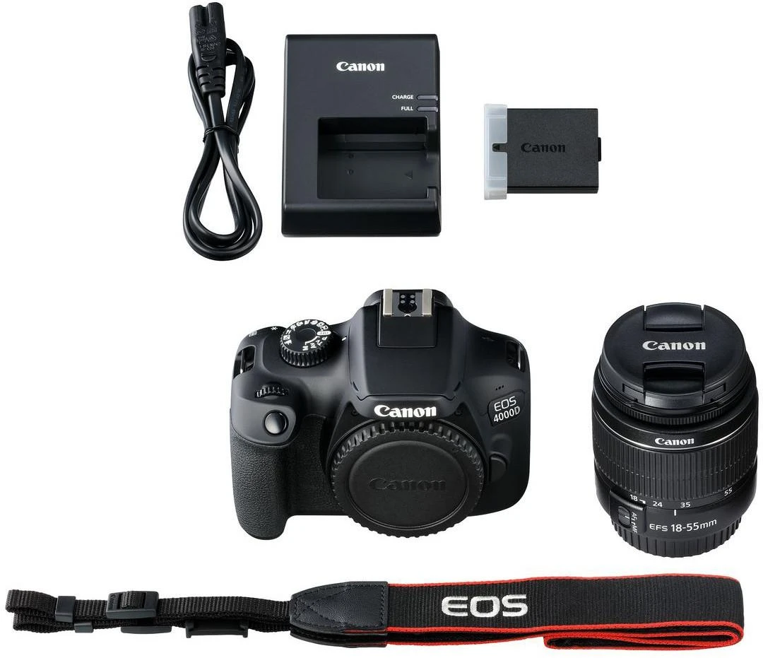 Canon EOS 4000D 18-55 III EU26 SLR Camera Kit, Megapixel 18 MP, Image stabilizer, ISO 12800, Ekranas diagonal 2.7 ", Wi-Fi, Video recording, APS-C, Juodas