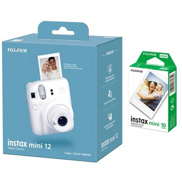 Fujifilm Momentinis fotoaparatas instax mini 12 CLAY Baltas+instax mini glossy (10pl)