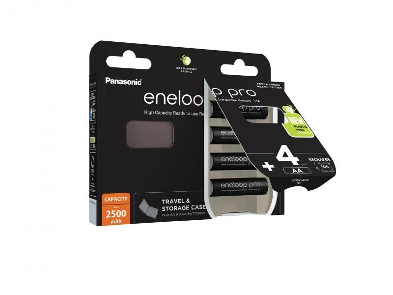 Įkraunamos baterijos Panasonic ENELOOP Pro BK-3HCDEC4BE , 2500 mAh, 500 (4xAA) dėžutėje