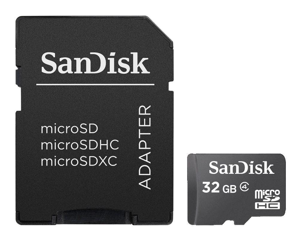 Atminties kortelė SanDisk Micro SDHC 32GB + SD adapteriai; EAN: 619659066918