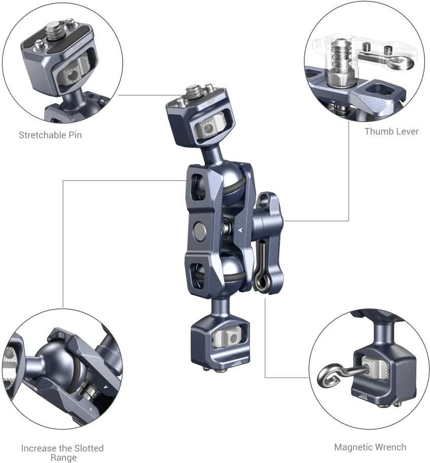 SMALLRIG 3873 MAGIC ARM WITH DUAL BALL HEADS (1/4"-20 SCREWS)