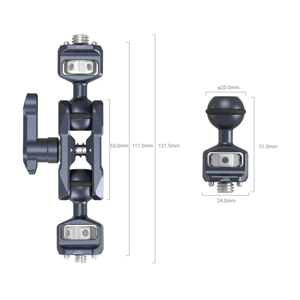 SMALLRIG 3874 MAGIC ARM WITH DUAL BALL HEADS (1/4"-20 SCREW AND ARRI LOCATING SCREW)