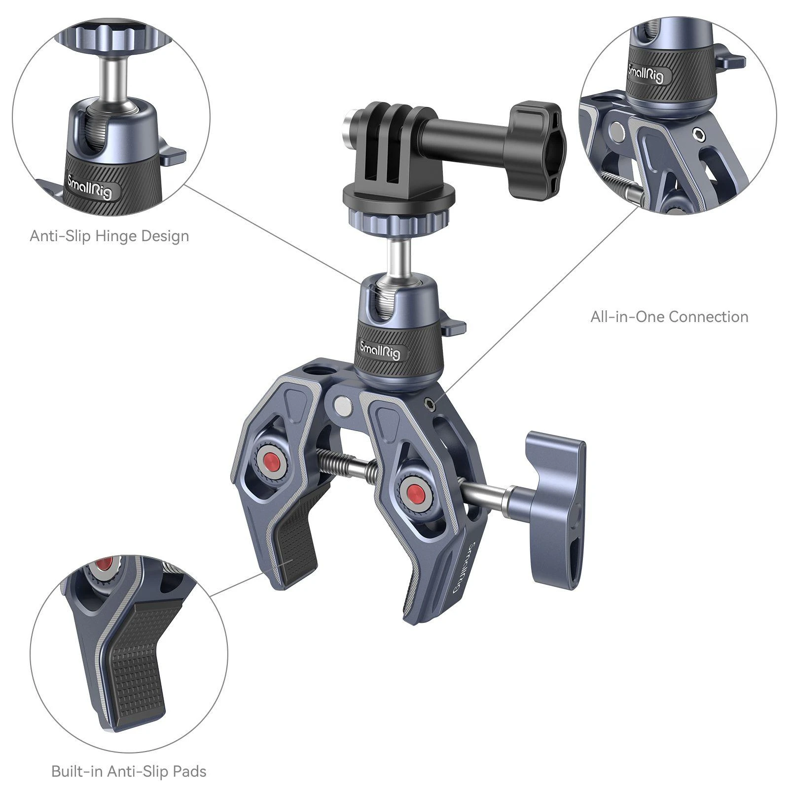SMALLRIG 4102 SUPER CLAMP WITH 360 BALLHEAD MOUNT FOR ACTION CAMERAS