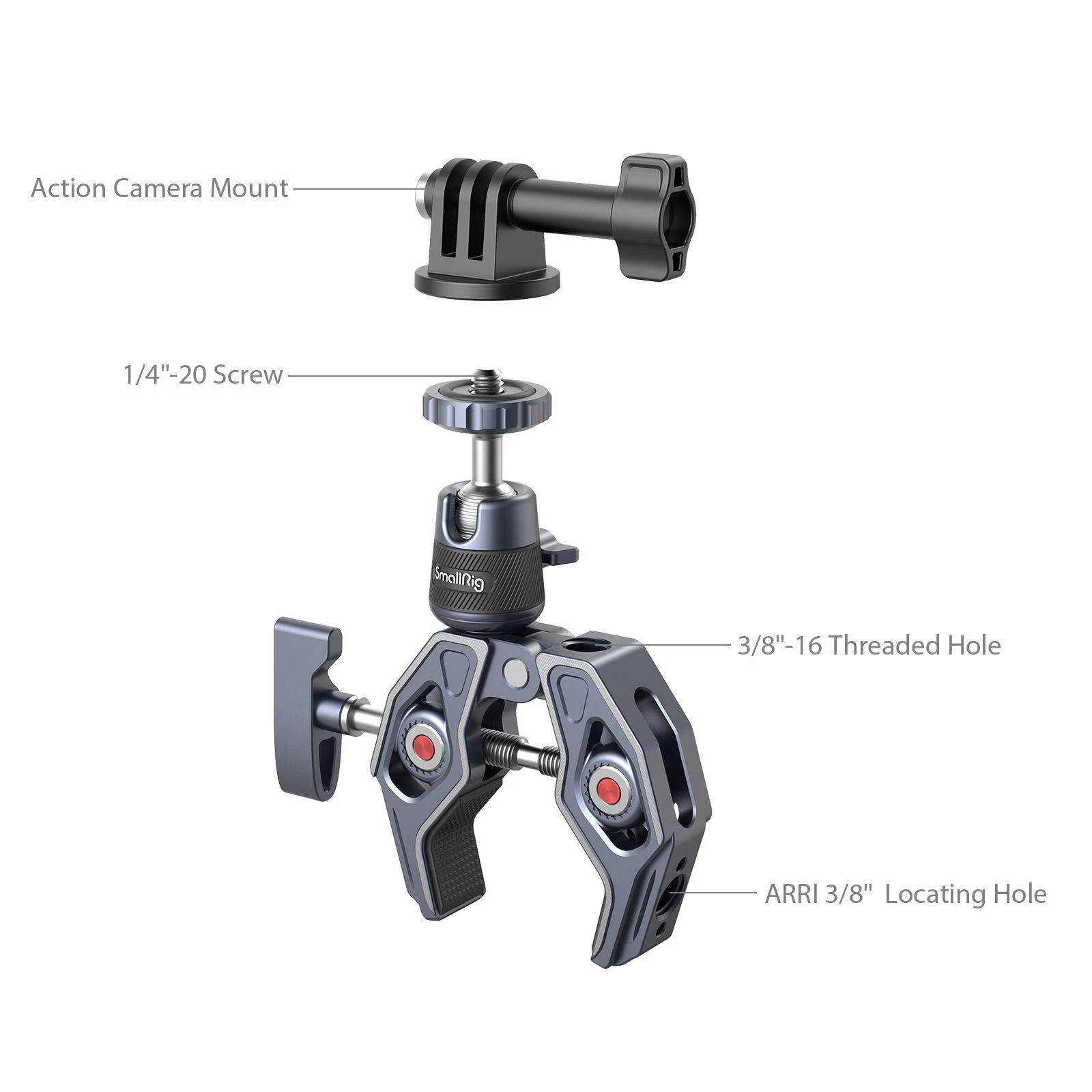 SMALLRIG 4102 SUPER CLAMP WITH 360 BALLHEAD MOUNT FOR ACTION CAMERAS