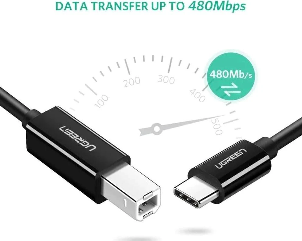 UGREEN US241 to 2m USB 2.0 C-B spausdintuvas cable (juodas)