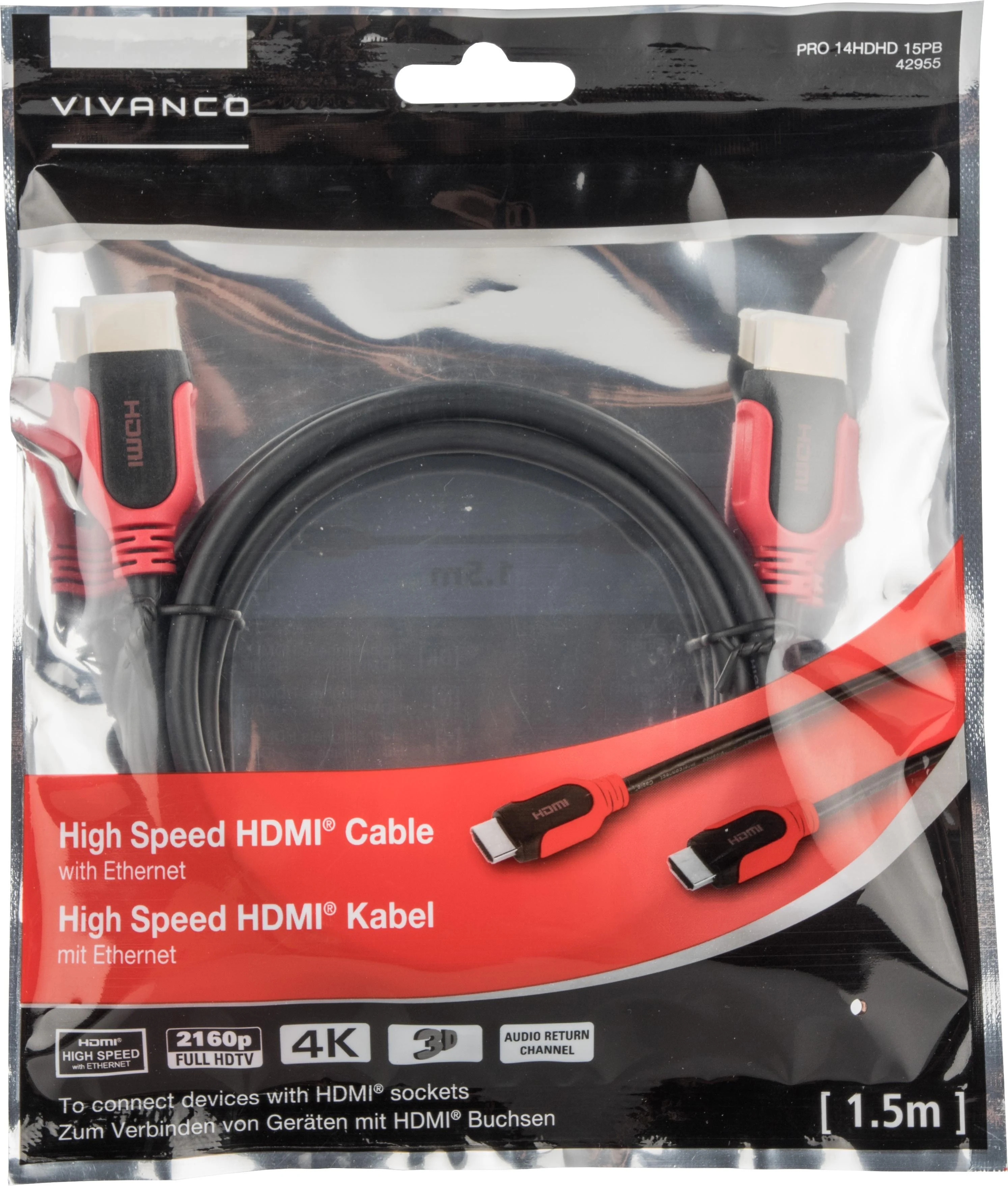 „Vivanco“ kabelis PRO HDMI – HDMI 1,5 m (42955)