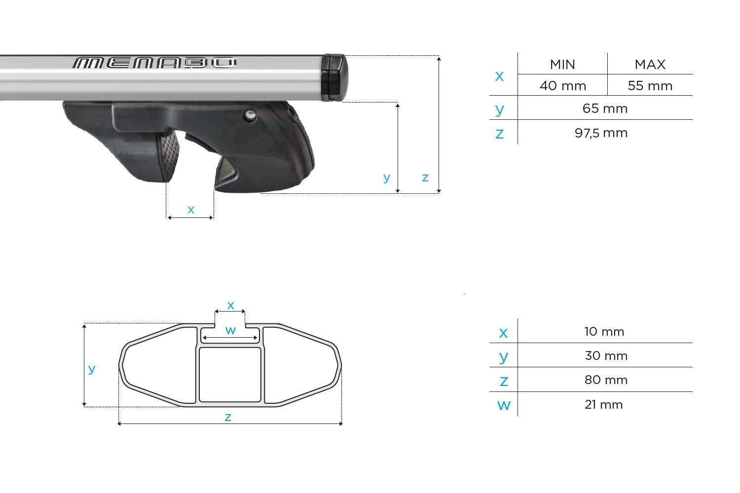 Menabo Jackson XL stogo skersniai BMW X3 (E83) 2004-2010