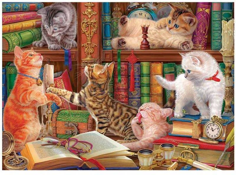 Dėlionė Kačiukai bibliotekoje 1000