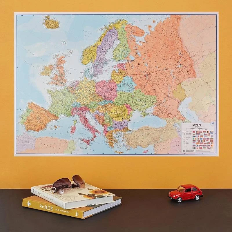 Europos politinis sieninis žemėlapis 1:4,2 mln, 100x139 cm, laminuotas, su metaliniais laikikliais