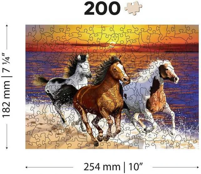 Medinė dėlionė „Laukiniai žirgai pajūry“, 750 detalių