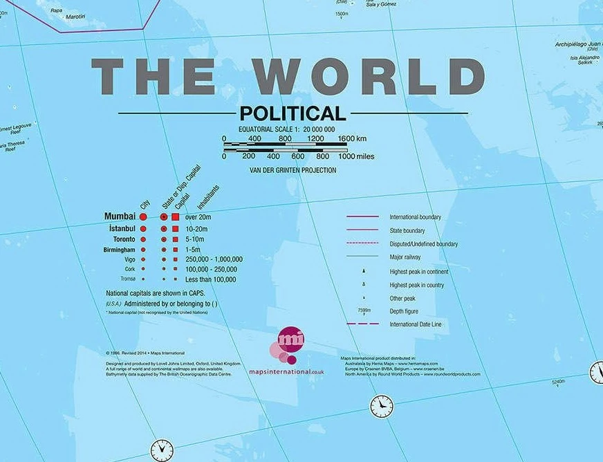 Pasaulio politinis žemėlapis 1:20 mln, 120x195 cm, laminuotas