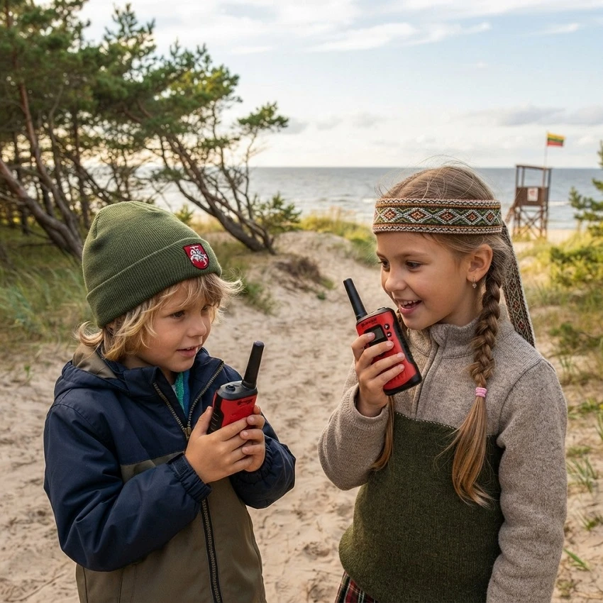 Vaikiškos Radijo Stotelės Bresser Junior (Racijos, Walkie-Talkie) – Raudonos (2 vnt. rinkinys)