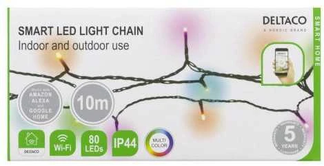 Deltaco Nordic Smart Home 10m, 80 LED, RGB / SH-LRGB10M - išmani lempučių girlianda, daugiaspalvė