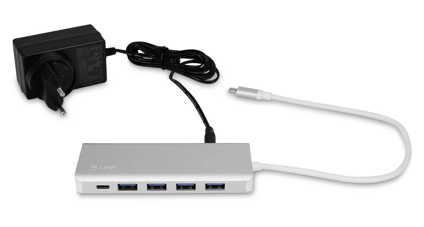 LMP USB-C Hub USB 3.0 (3.1 Gen 1) jungtys 4 kiekis, Aliuminio, USB 3.0 (3.1 Gen 1) Type-C jungtys 3 kiekis, Kosminė pilka