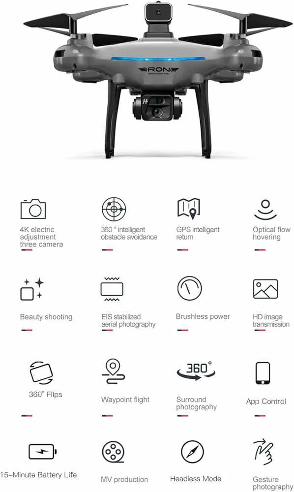 Xiaomi KY 102 dronas su 4K dviguba HD kamera