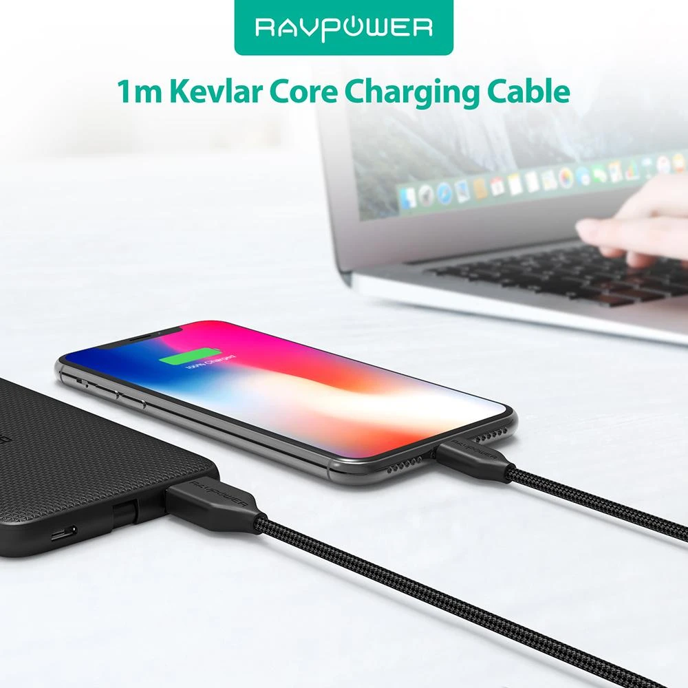 Pintas laidas RAVPower RP-CB016 1m USB A to Micro-USB