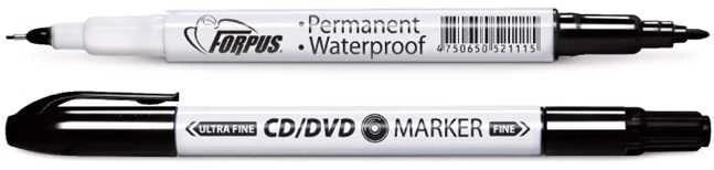 Žymeklis permanentinis Forpus CD/DVD, 0.6-1 mm, dvipusis, juodas 1213-072