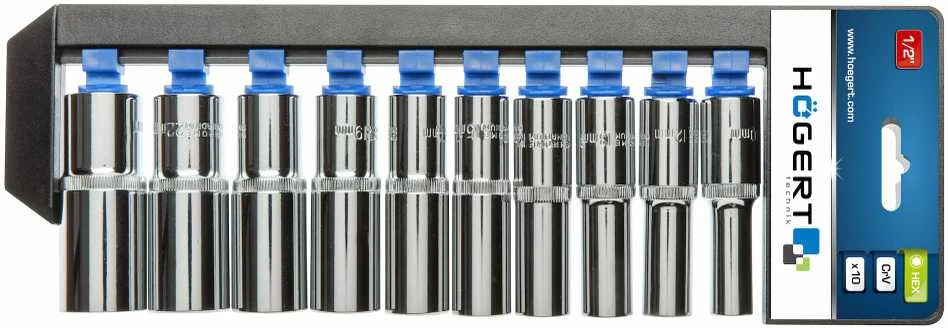 Galvučių komplektas Hogert HT1A888; 10-24 mm; 10 vnt.